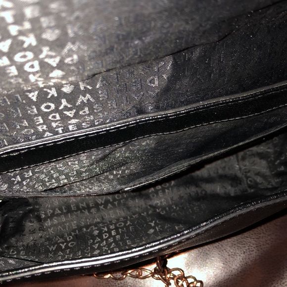 KATE SPADE Tumbled Black Leather Crossbody Shoulderbag with Rose Gold Chain - Picture 8 of 15